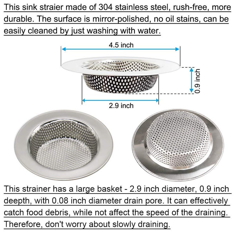 Seatery 4PCS Kitchen Sink Stopper Strainer, 6 Inch Round Large Silicone Sink Drain Cover Plug, Water Stopper, 4.5 Inch Stainless Steel Sink Strainer, Food Scraps Catcher for Kitchen - Image 5